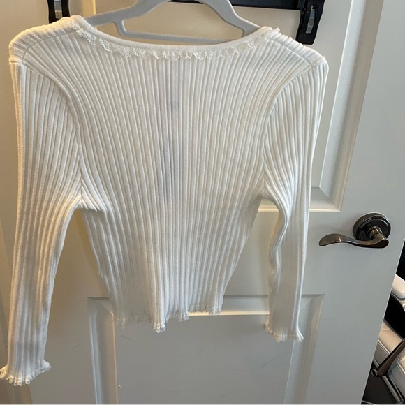Lena rib knit Cardigan For Love and Lemons NWT white M Victoria secret - Picture 9 of 10